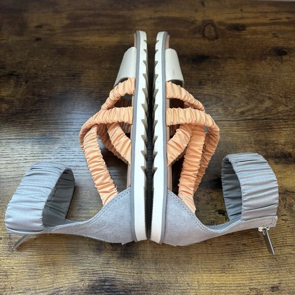 Sorel Womens Shoes 6 1/2 Gray And Orange Ella II Ankle Strap Sandal Back Zip - Picture 4 of 12